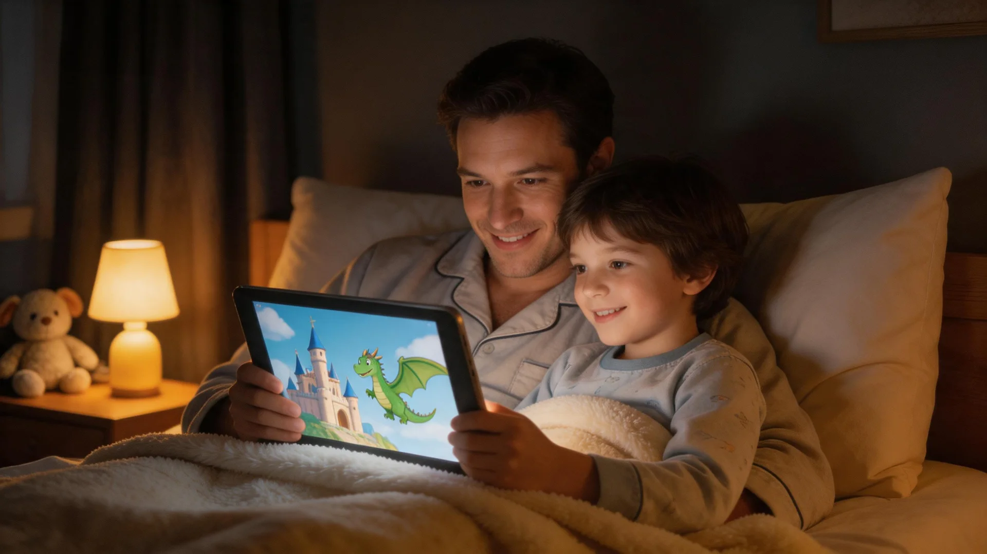 short stories for 1st graders - parent and child sitting together at bedtime